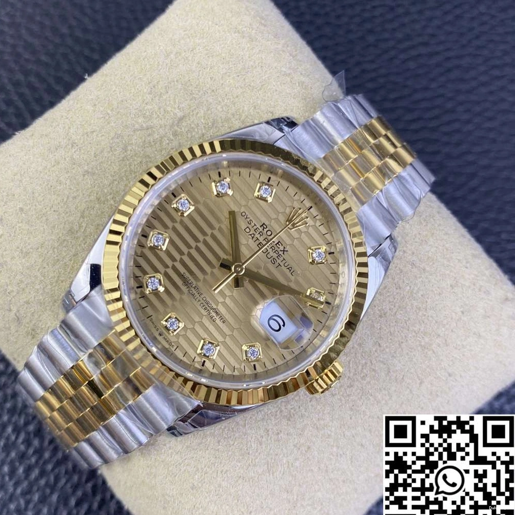 Two M126233 Diamond Rolex Datejust Tone Factory Motif Hourmarker Dial VS 36MM Silver 0920